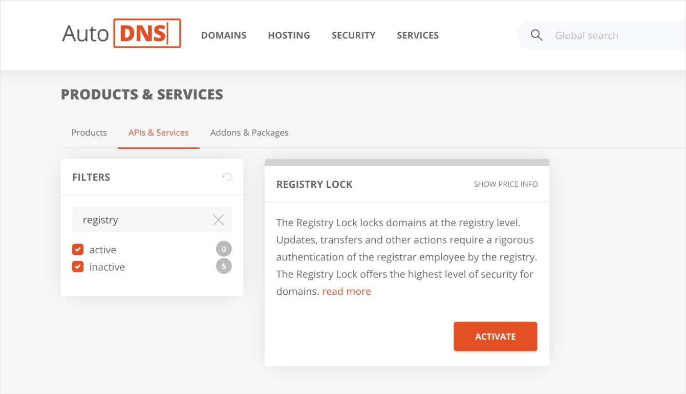 New in AutoDNS: Registry Lock